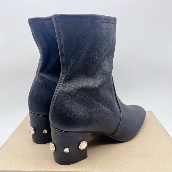 Stuart Weitzman Allshine 60 Ankle Boots Heels Black Leather Embellished US 9.5 - Picture 7 of 12